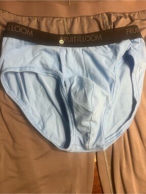 Fruit of the Loom Light Blue Men's Cotton Briefs with Black Waistband